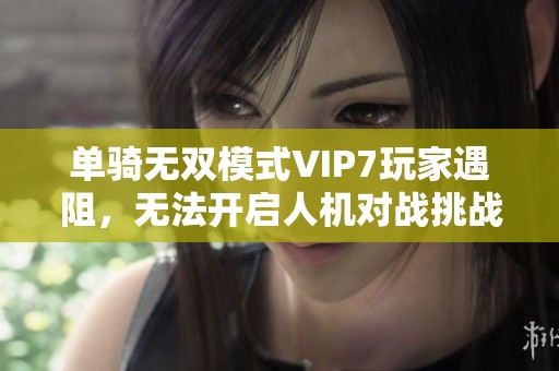 单骑无双模式VIP7玩家遇阻，无法开启人机对战挑战