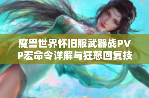 魔兽世界怀旧服武器战PVP宏命令详解与狂怒回复技巧分享