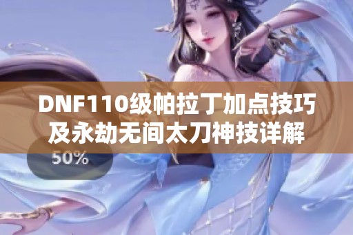 DNF110级帕拉丁加点技巧及永劫无间太刀神技详解