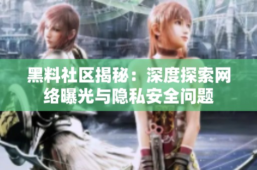 黑料社区揭秘：深度探索网络曝光与隐私安全问题