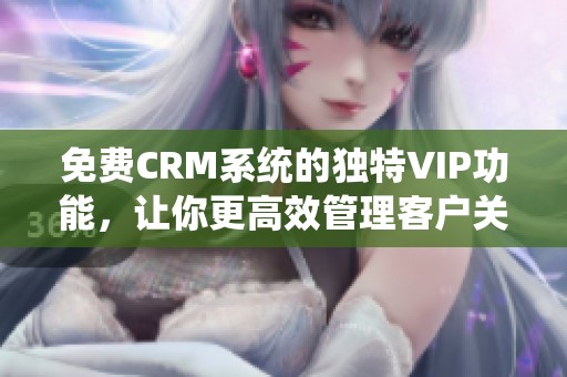 免费CRM系统的独特VIP功能，让你更高效管理客户关系