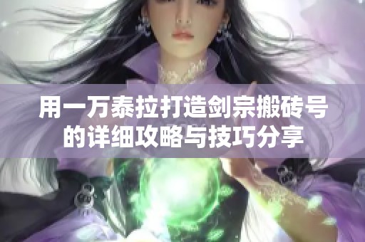 用一万泰拉打造剑宗搬砖号的详细攻略与技巧分享