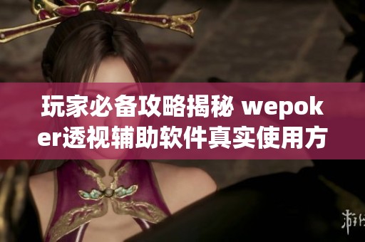 玩家必备攻略揭秘 wepoker透视辅助软件真实使用方法