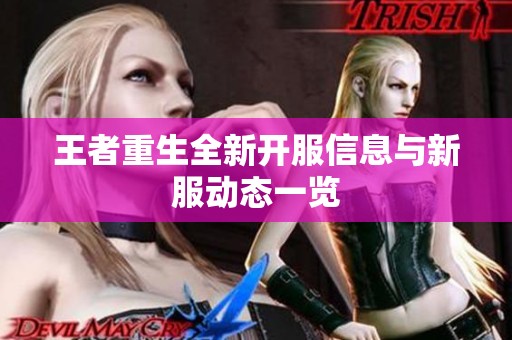 王者重生全新开服信息与新服动态一览