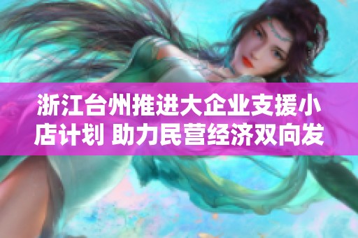 浙江台州推进大企业支援小店计划 助力民营经济双向发展