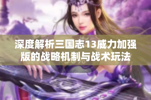 深度解析三国志13威力加强版的战略机制与战术玩法