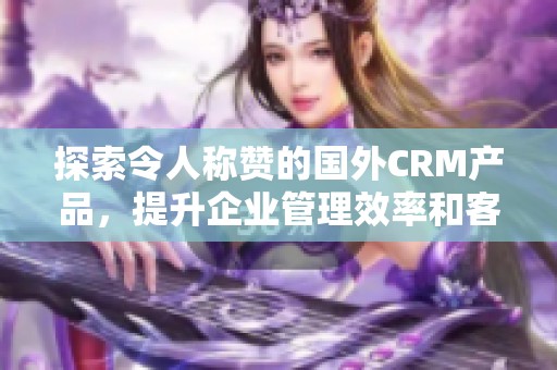 探索令人称赞的国外CRM产品，提升企业管理效率和客户体验