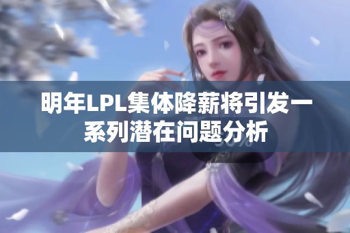 明年LPL集体降薪将引发一系列潜在问题分析
